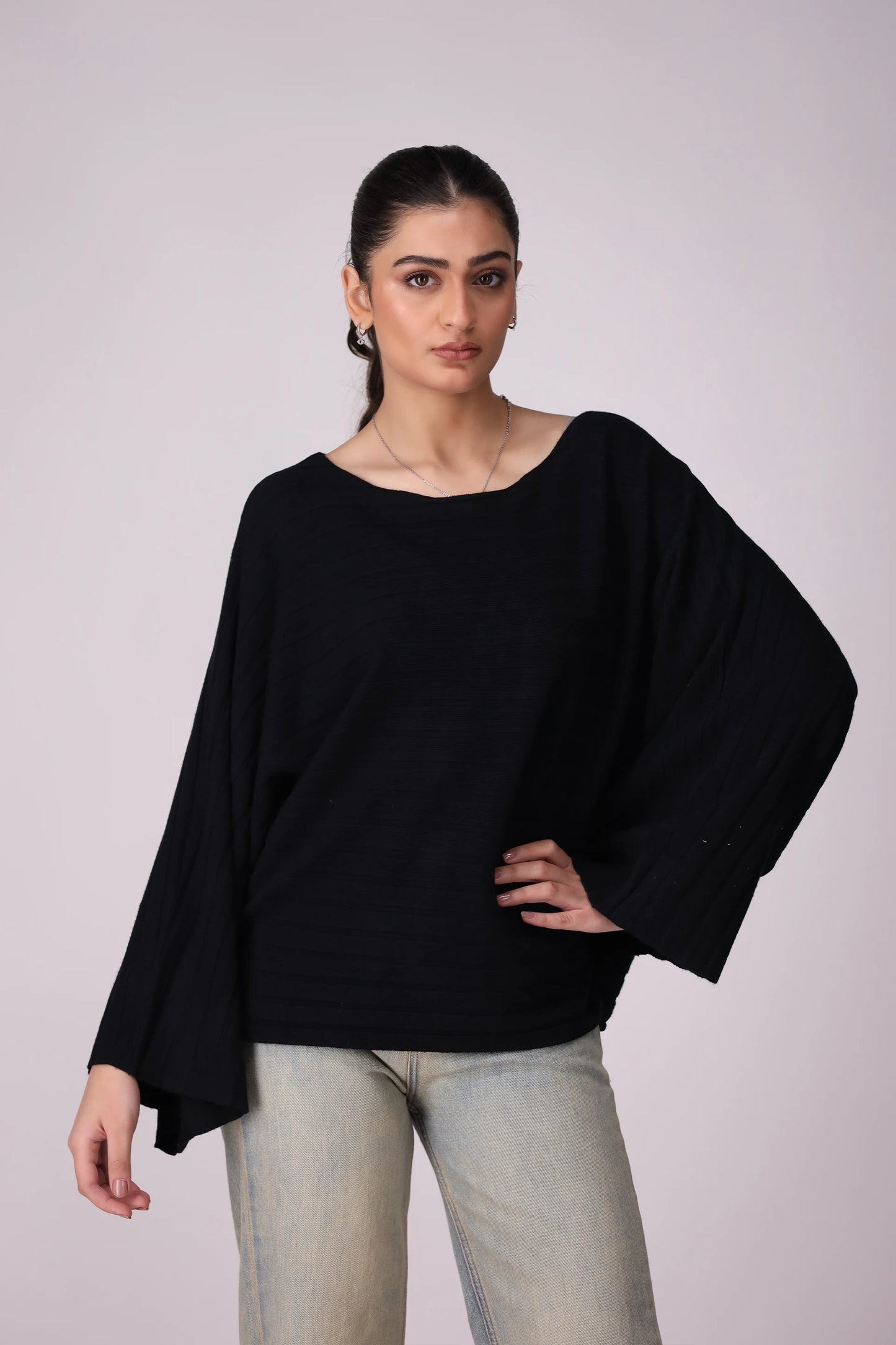 Batwing Sleeves Sweater Women China-Sweater Winter 2024 Knit Story COUGAR- (Women Winter 2024) FSZ Black Women