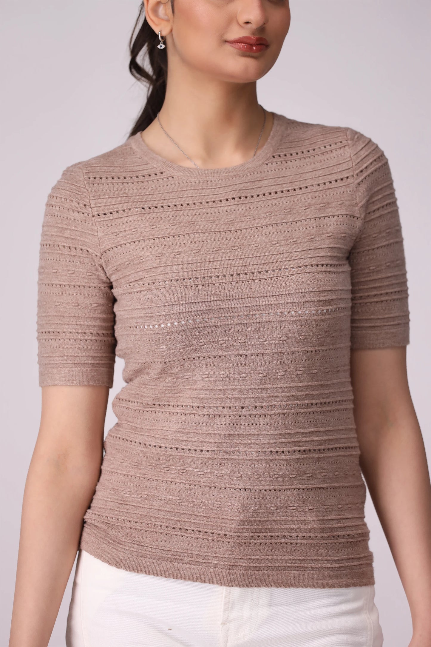 Crotchet Knit T-Shirt Women China-Sweater Winter 2024 Knit Story COUGAR- (Women Winter 2024)