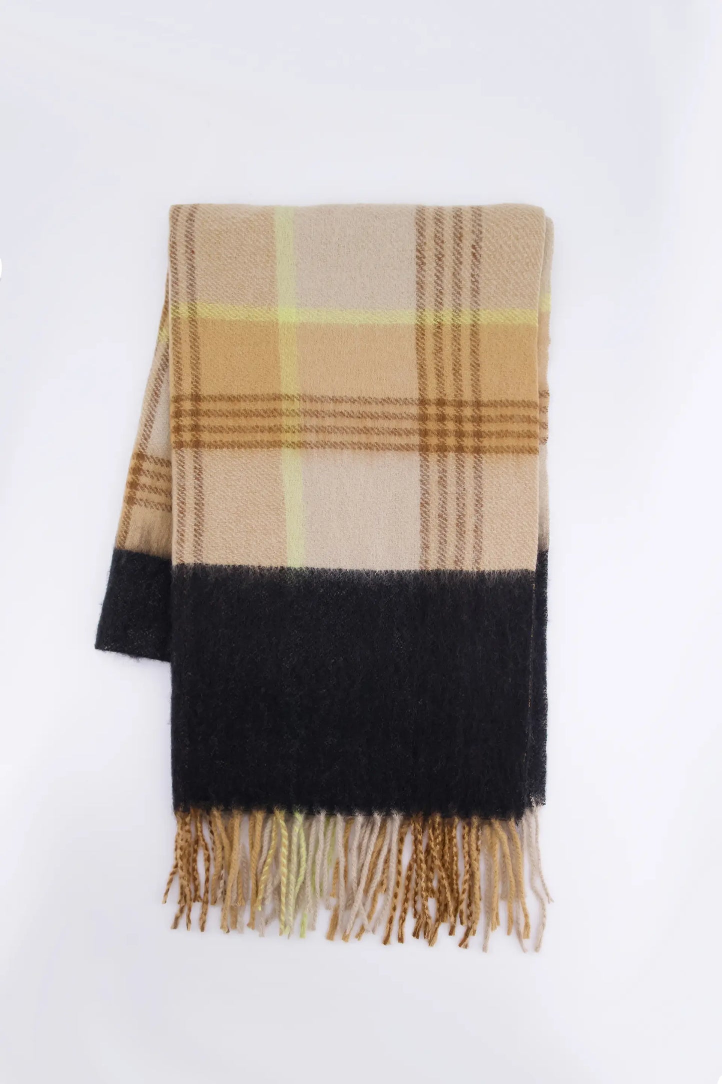 Checkered Knit Scarf Women Shawl Winter 2024 Knit Story COUGAR C ( Winter 2024) FSZ Khaki