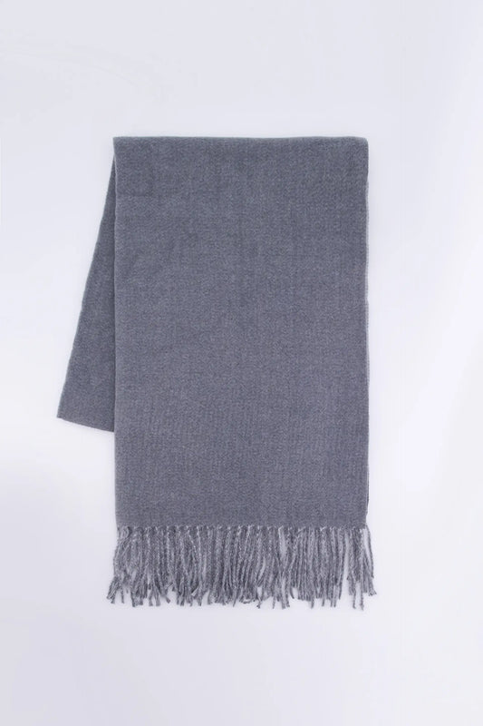 Basic Fringed Scarf Women Shawl Winter 2024 Knit Story COUGAR C ( Winter 2024) FSZ Dark Grey