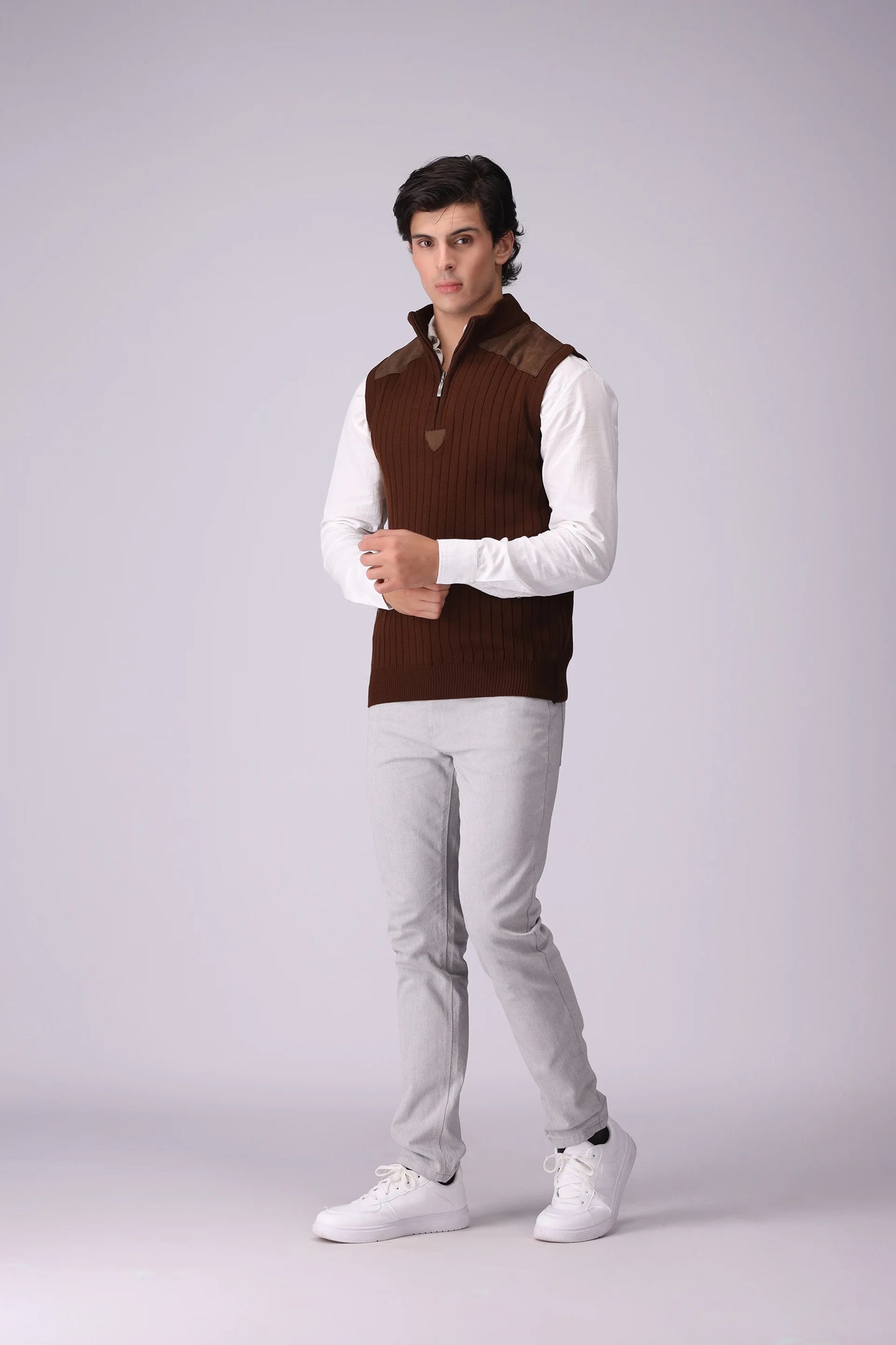 Quarter Zip Sweater Vest Men Sweater Winter 2024 COUGAR- (Men Winter 2024)   