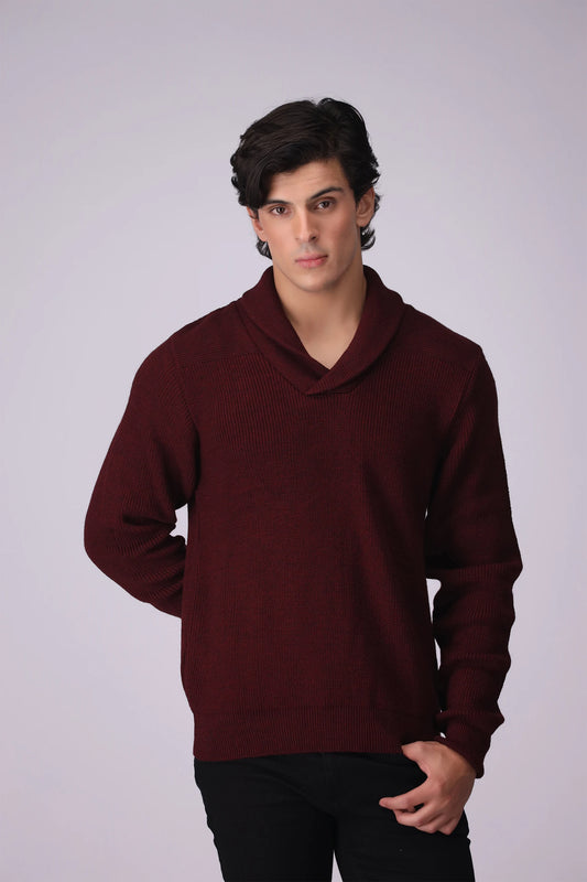 Shawl Neck Knitted Sweater Men Sweater Winter 2024 Knit Story COUGAR- (Men Winter 2024)   