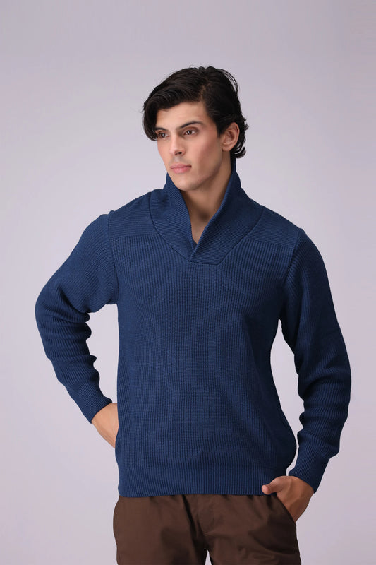 Shawl Neck Knitted Sweater Men Sweater Winter 2024 Knit Story COUGAR- (Men Winter 2024)   