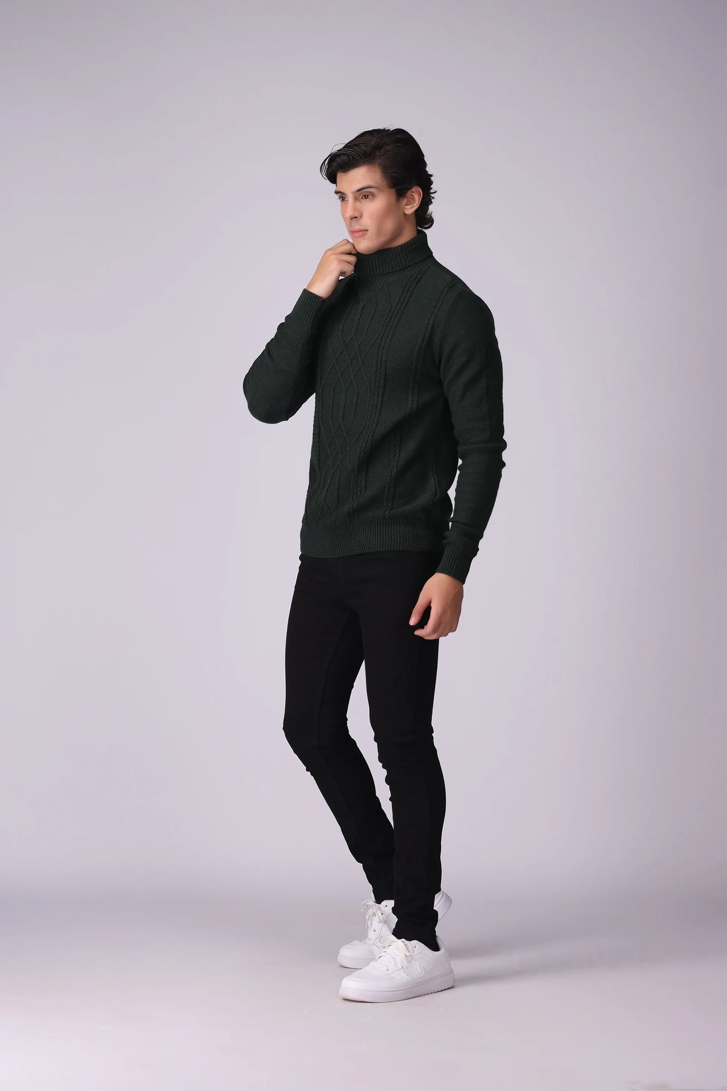 Roll Neck Cable Knit Sweater Men Sweater Winter 2024 Knit Story COUGAR- (Men Winter 2024)   