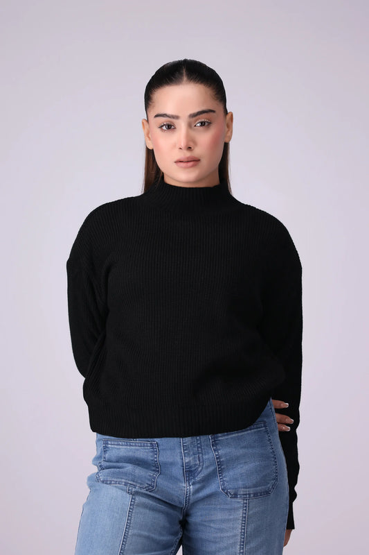 Mock Neck Sweater Women Sweater Winter 2024 Knit Story COUGAR- (Women Winter 2024) SM Black Women