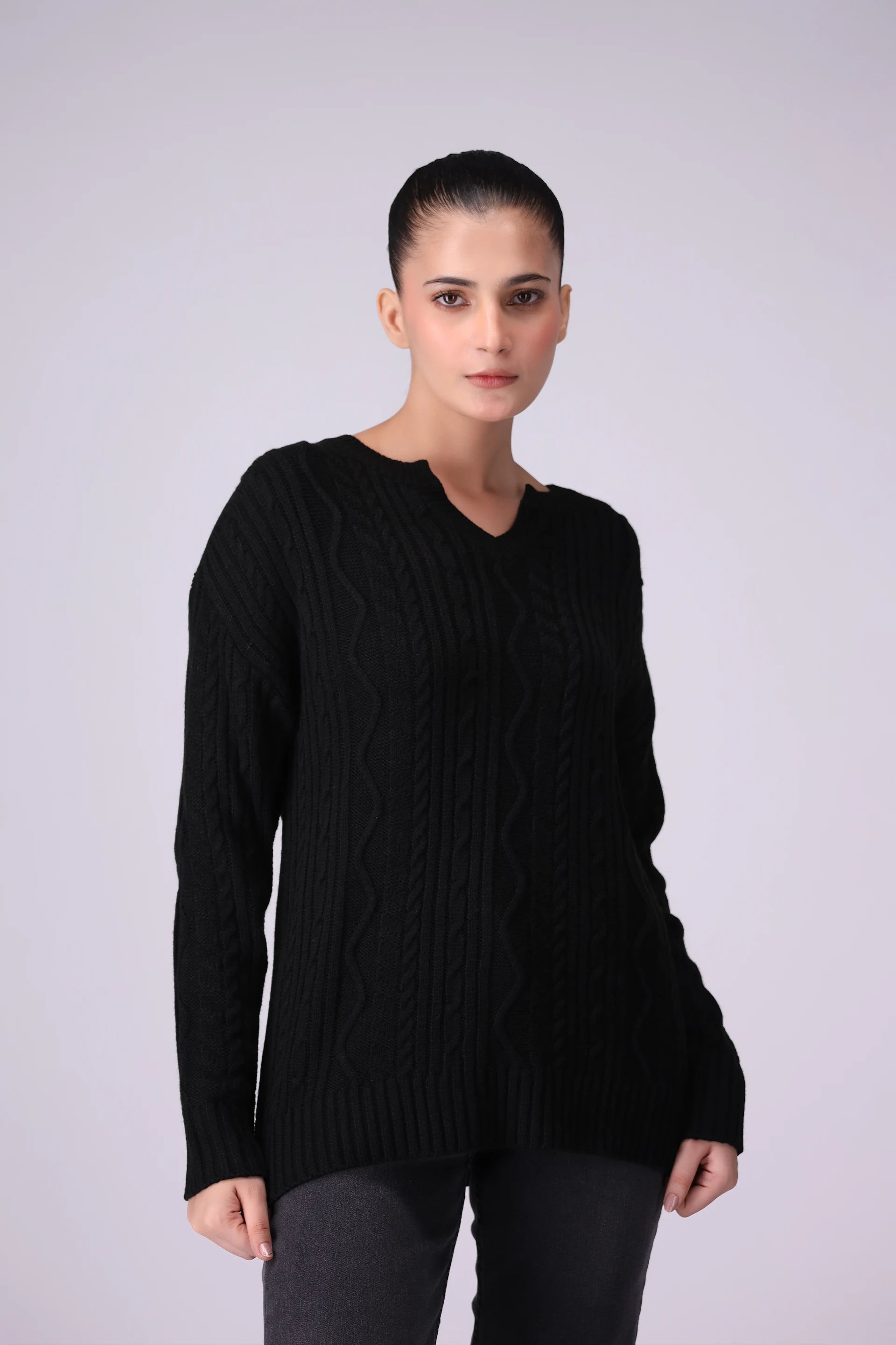 Long black knit sweater hotsell