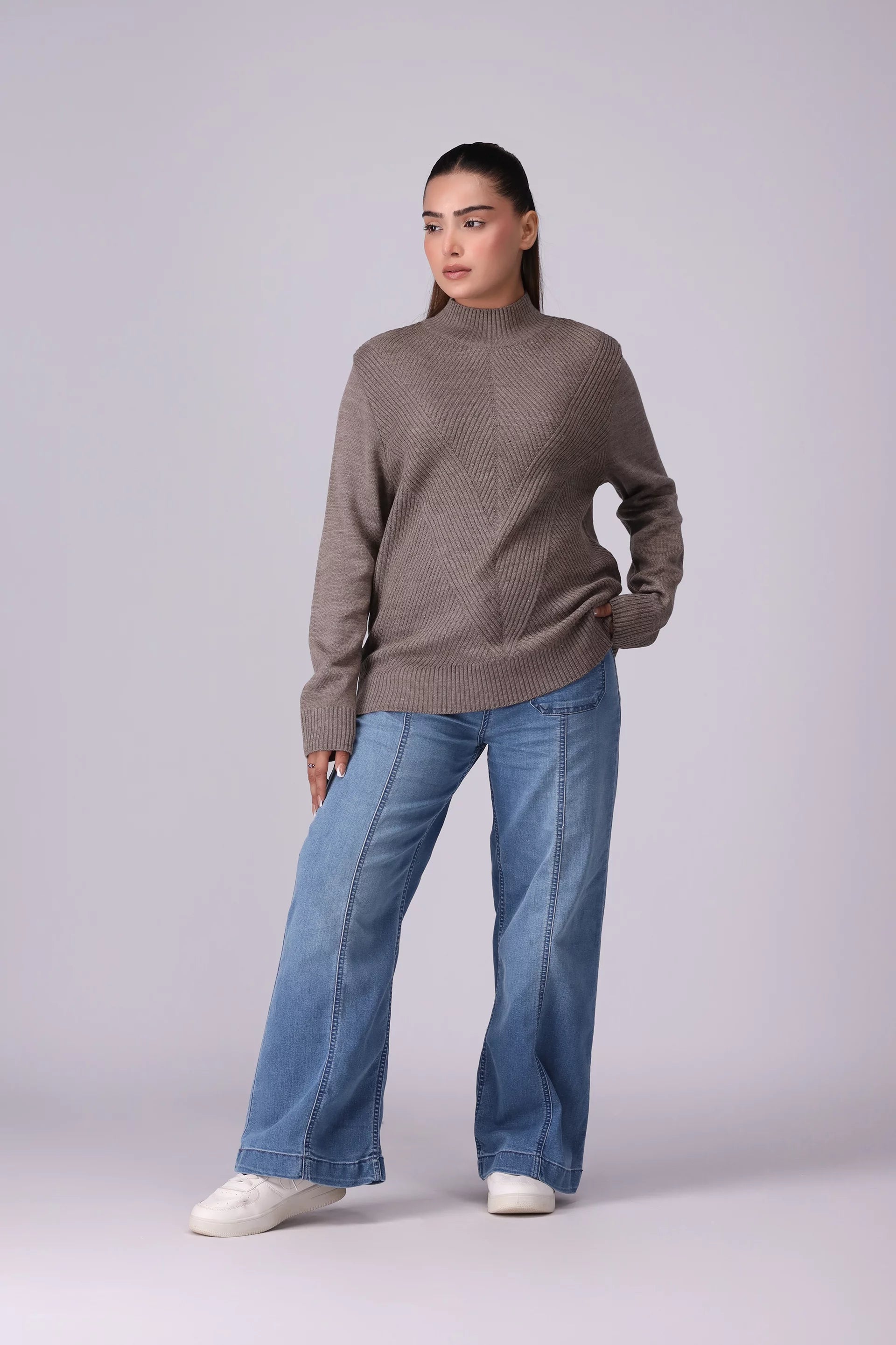 Mock Neck Sweater Women Sweater Winter 2024 Knit Story COUGAR- (Women Winter 2024)   