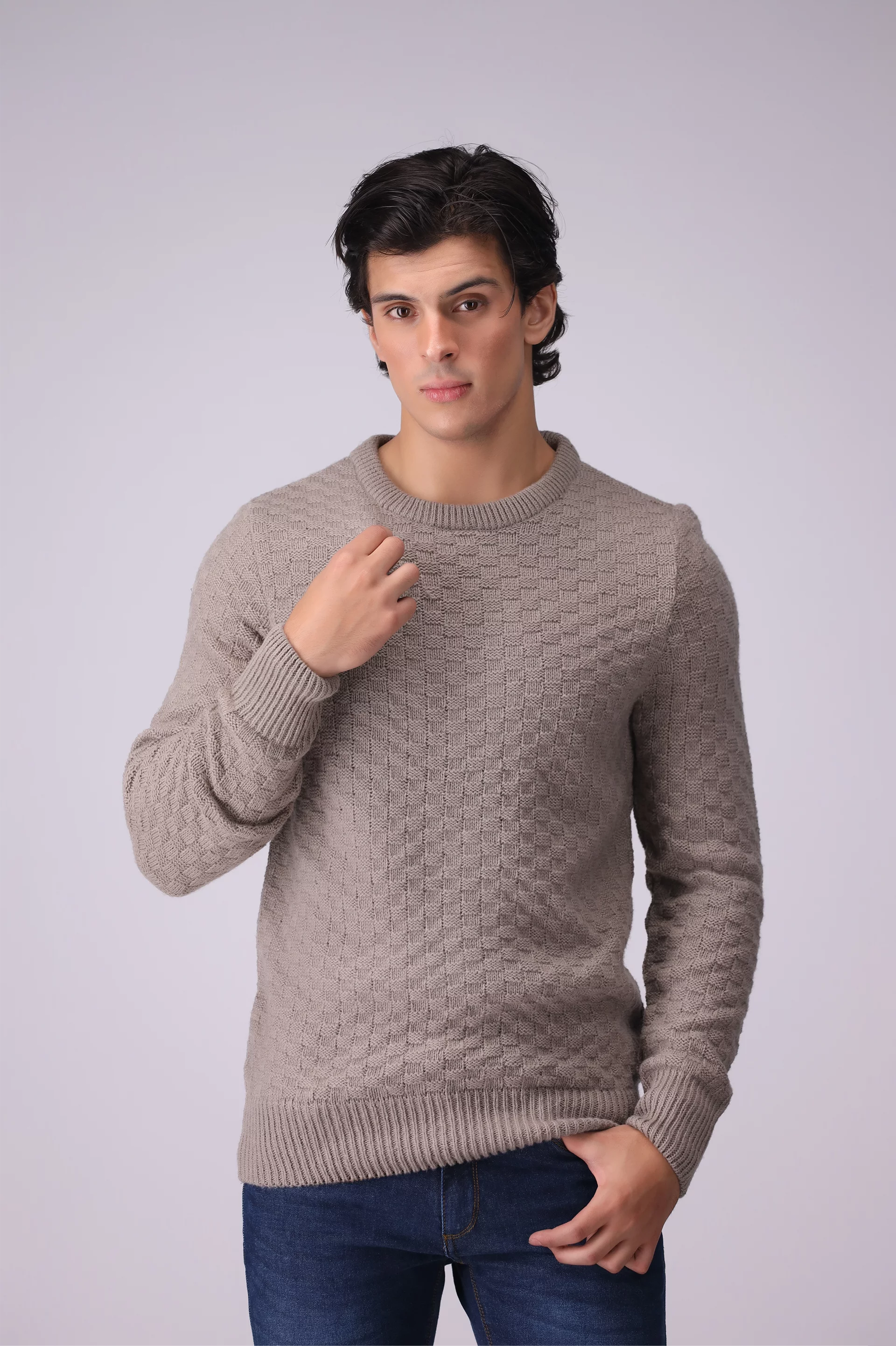 Textured Knitted Ribbed Sweater Men Sweater Winter 2024 Knit Story COUGAR- (Men Winter 2024)   