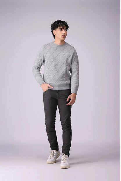 Diamond Pattern Sweater Men Sweater Winter 2024 Knit Story COUGAR- (Men Winter 2024)   