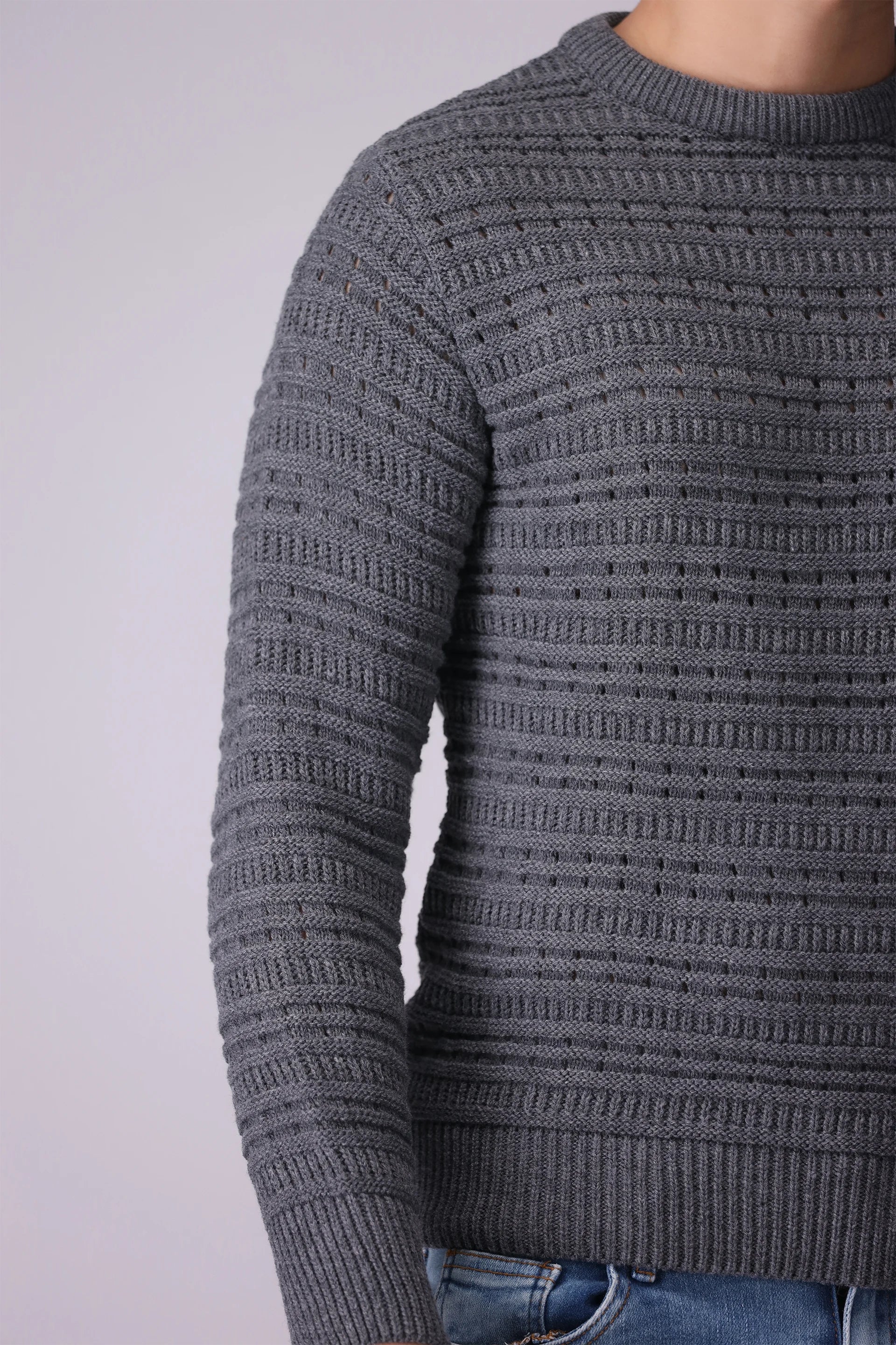 Textured Rib Sweater Men Sweater Winter 2024 Knit Story COUGAR- (Men Winter 2024)   