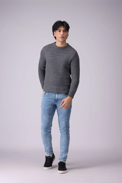 Textured Rib Sweater Men Sweater Winter 2024 Knit Story COUGAR- (Men Winter 2024)   