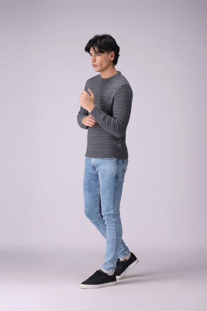 Textured Rib Sweater Men Sweater Winter 2024 Knit Story COUGAR- (Men Winter 2024)   