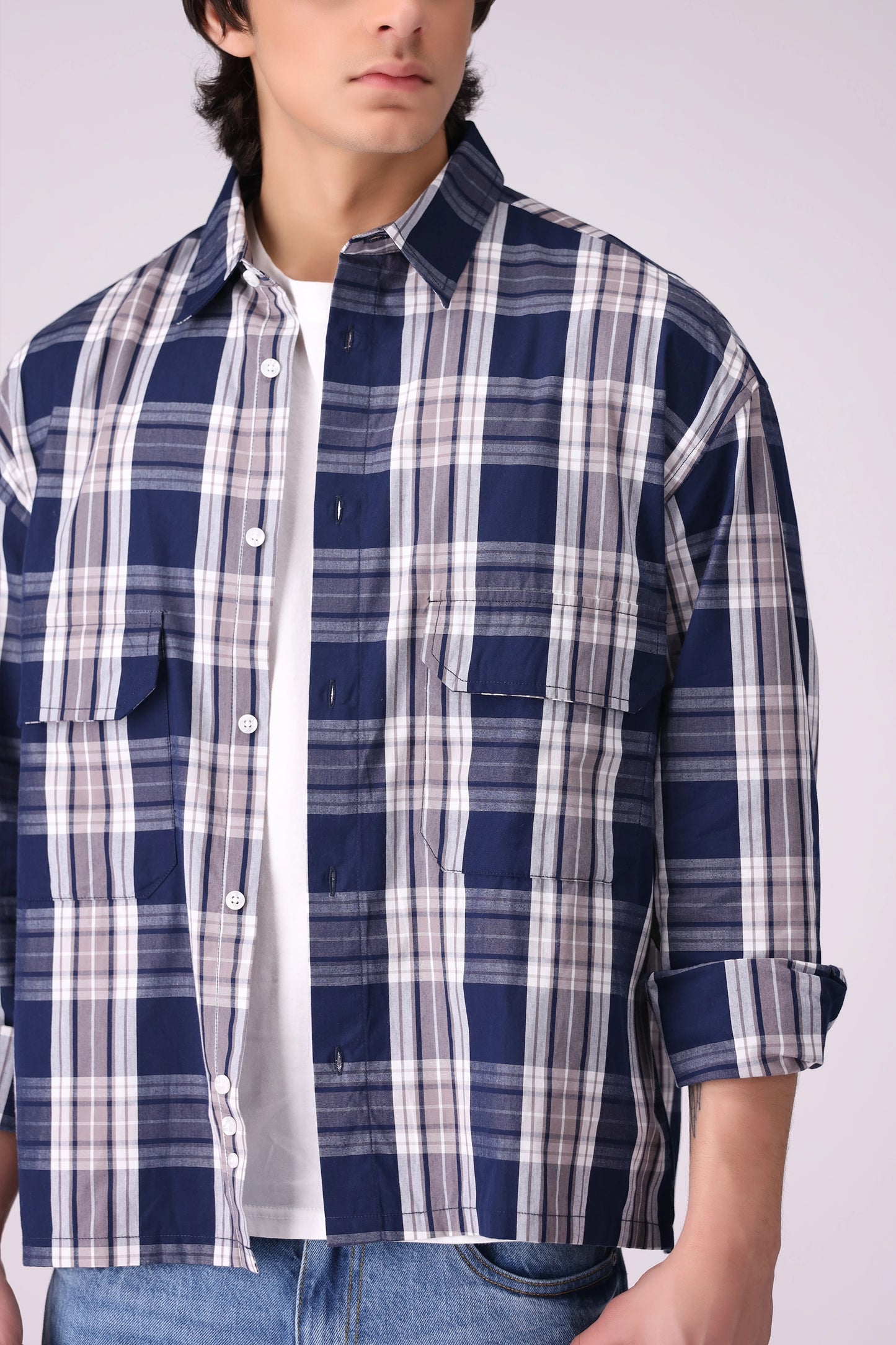 Box Fit Checkered Shirt Men Shirt COUGAR (S V-1 2025)