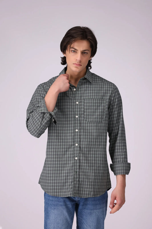 Regular Fit Graph Check Shirt Men Shirt COUGAR (S V-1 2025) S Green Men