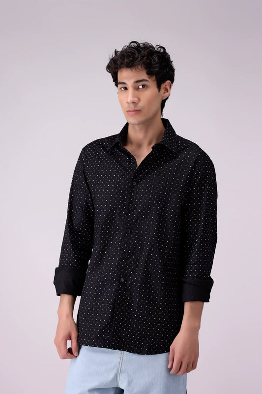 Regular Fit Printed Shirt Men Shirt COUGAR (S V-1 2025) S Black Men