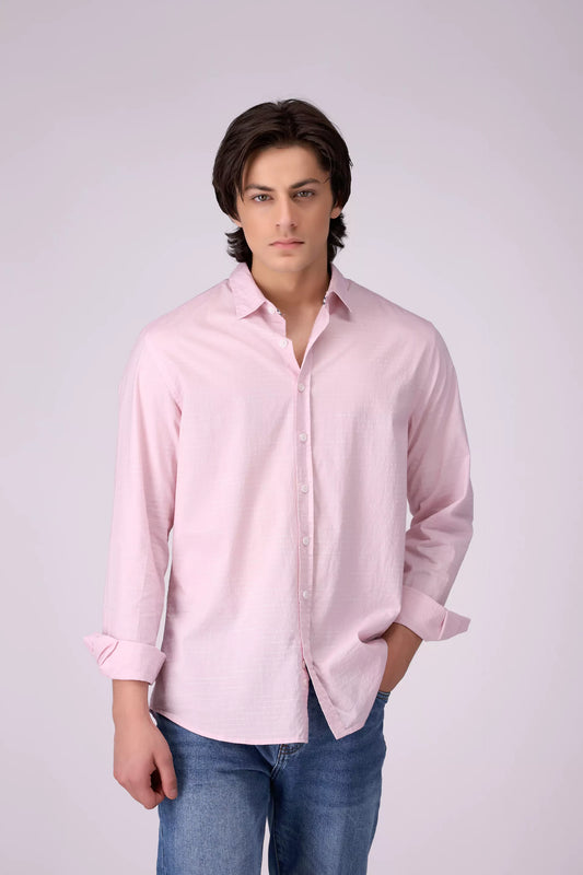 Regular Fit Textured Shirt Men Shirt COUGAR (S V-1 2025) S Pink Men