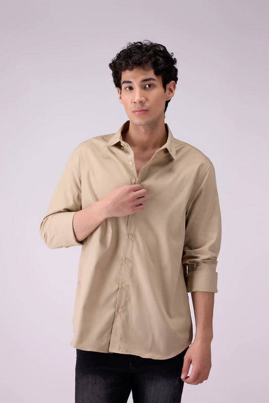 Basic Button-Down Shirt Men Shirt COUGAR (S V-1 2025) S Beige Men