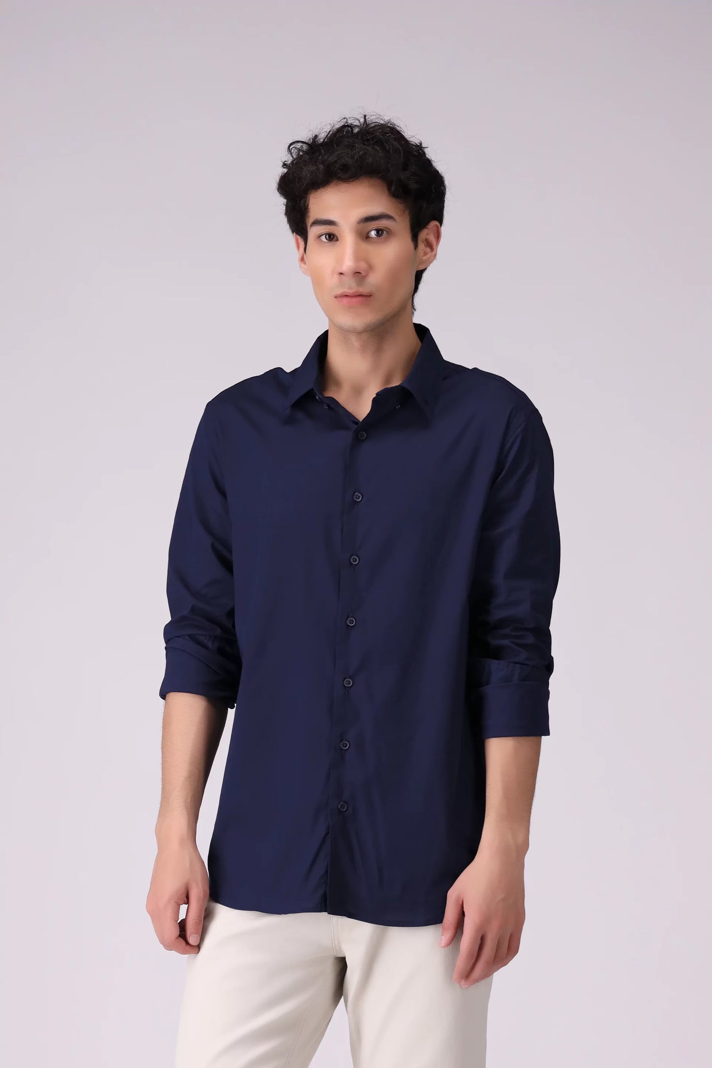 Basic Button-Down Shirt Men Shirt COUGAR (S V-1 2025) S Navy Men