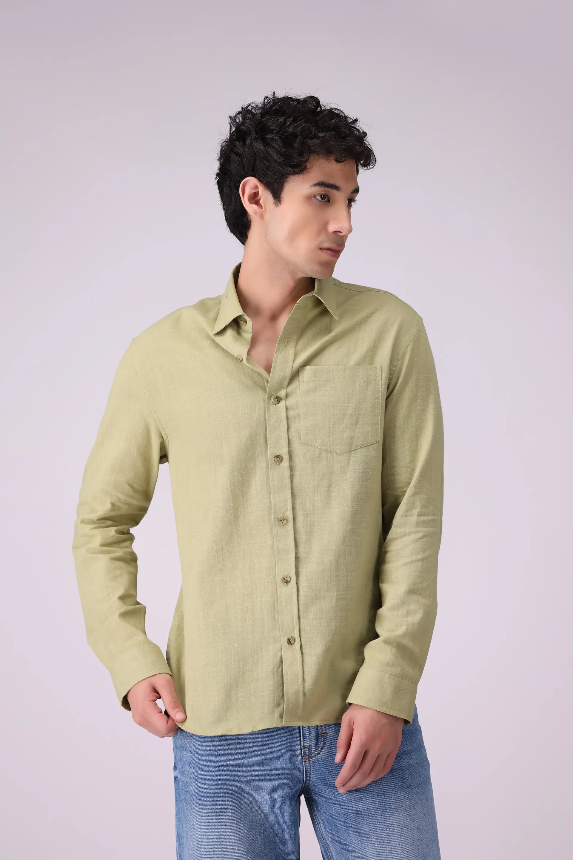 Regular Fit Textured Shirt Men Shirt COUGAR (S V-1 2025) S Light Green Men