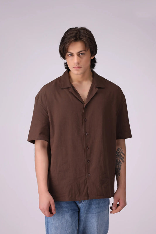 Regular Fit Resort Collar Shirt Men Shirt COUGAR (S V-1 2025) S choclate Men