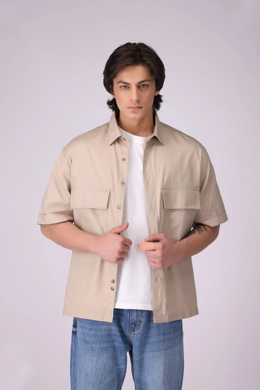 Baggy Fit Shirt Men Shirt COUGAR (S V-1 2025) S Beige Men