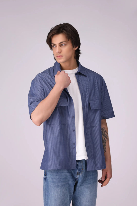 Baggy Fit Shirt Men Shirt COUGAR (S V-1 2025) S Blue Men