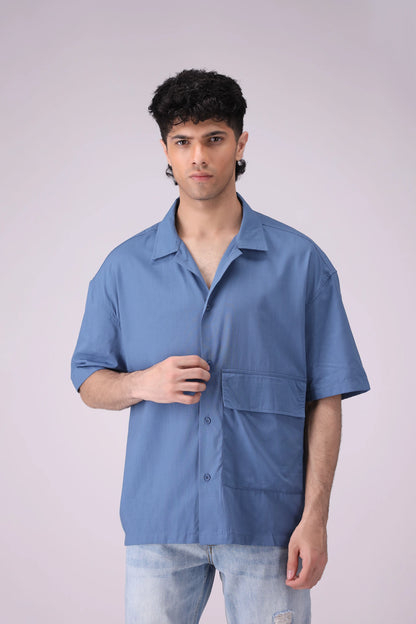 Resort Collar Shirt With Flap Pocket Men Shirt COUGAR (S V-1 2025) S Light Blue Men