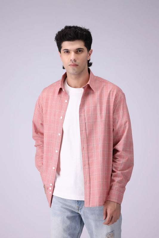 Relaxed Fit Check Shirt Men Shirt COUGAR (S V-1 2025) S Pink Men