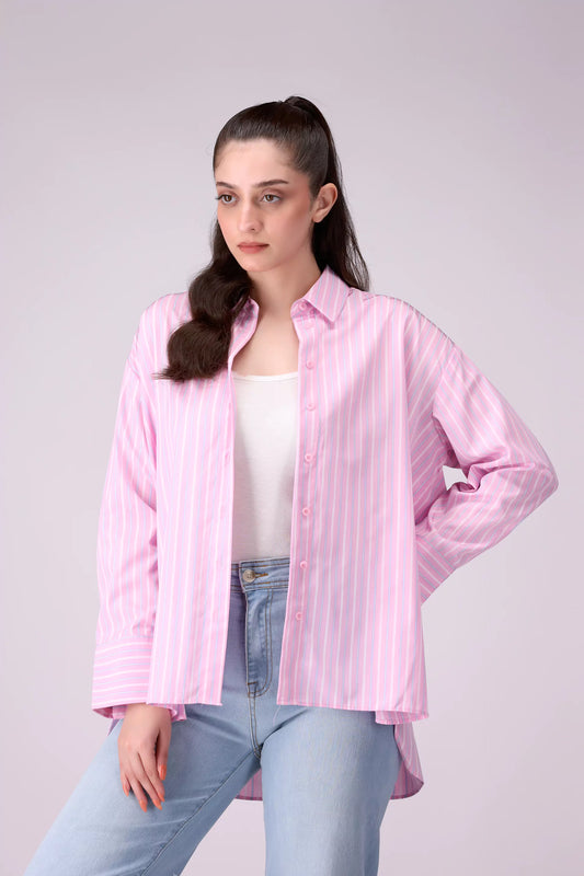 Striped High-Low Shirt Women Shirt COUGAR (S V-1 2025) XS Pink Women