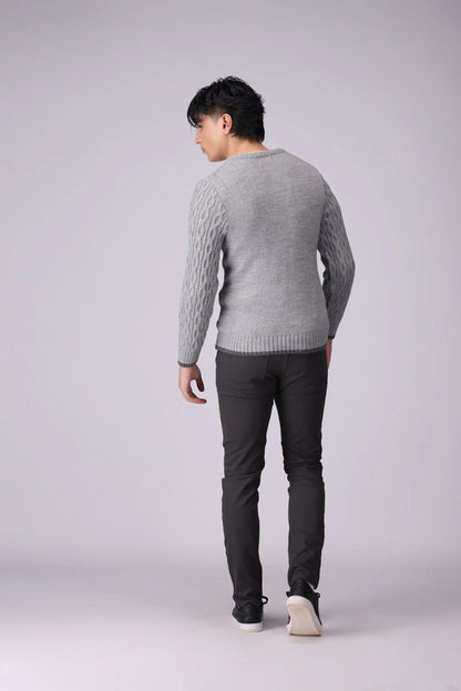 V-Neck Cable Knit Sweater Men Sweater Winter 2024 Knit Story COUGAR- (Men Winter 2024)   