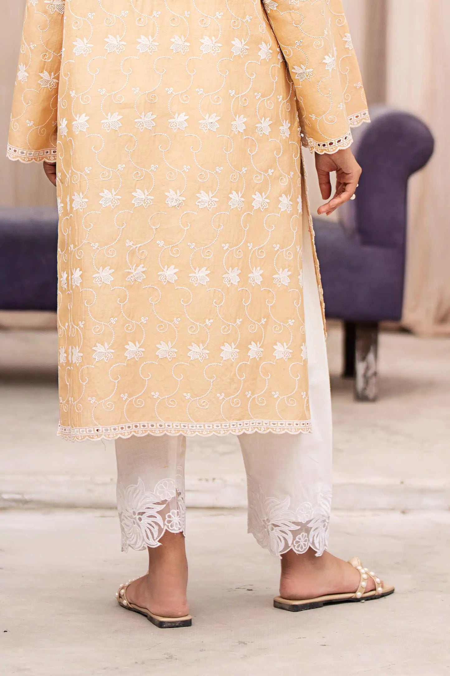 Embroidered Organza Patch White Shalwar Women Shalwar Summer V-3 2024 COUGAR- (Women V3 2024)   