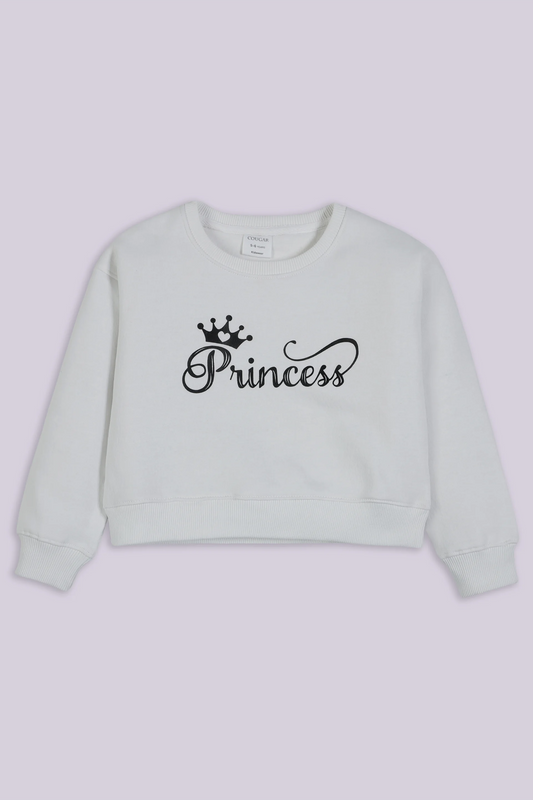 Text Print Sweatshirt Girl Sweatshirt Winter 2024 COUGAR- (Girl Junior Winter 2024) 5-6 Y White 