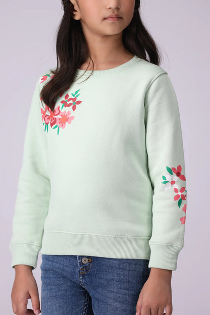 Floral Print Sweatshirt Girl Sweatshirt Winter 2024 COUGAR- (Girl Junior Winter 2024)   