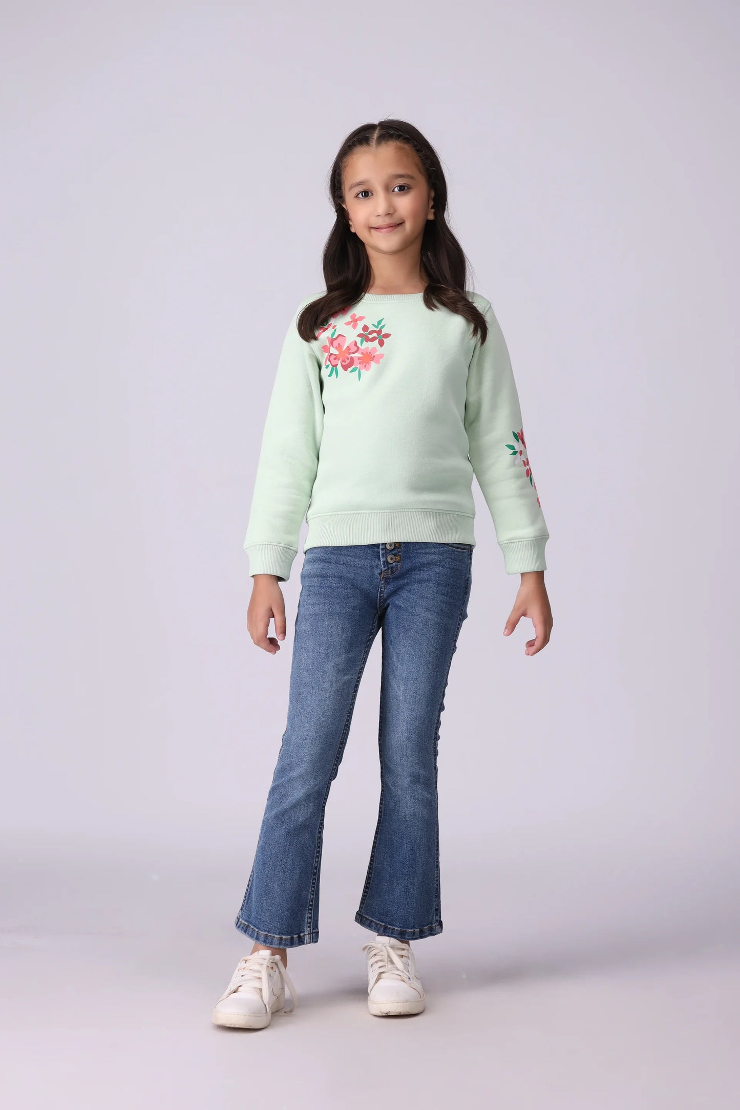 Floral Print Sweatshirt Girl Sweatshirt Winter 2024 COUGAR- (Girl Junior Winter 2024)   