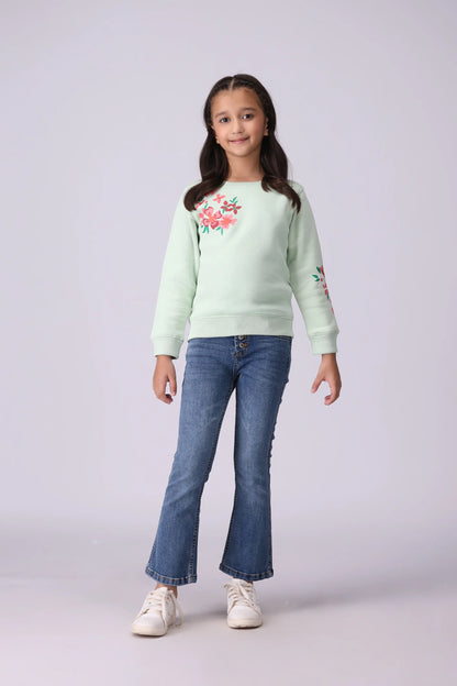 Floral Print Sweatshirt Girl Sweatshirt Winter 2024 COUGAR- (Girl Junior Winter 2024)   