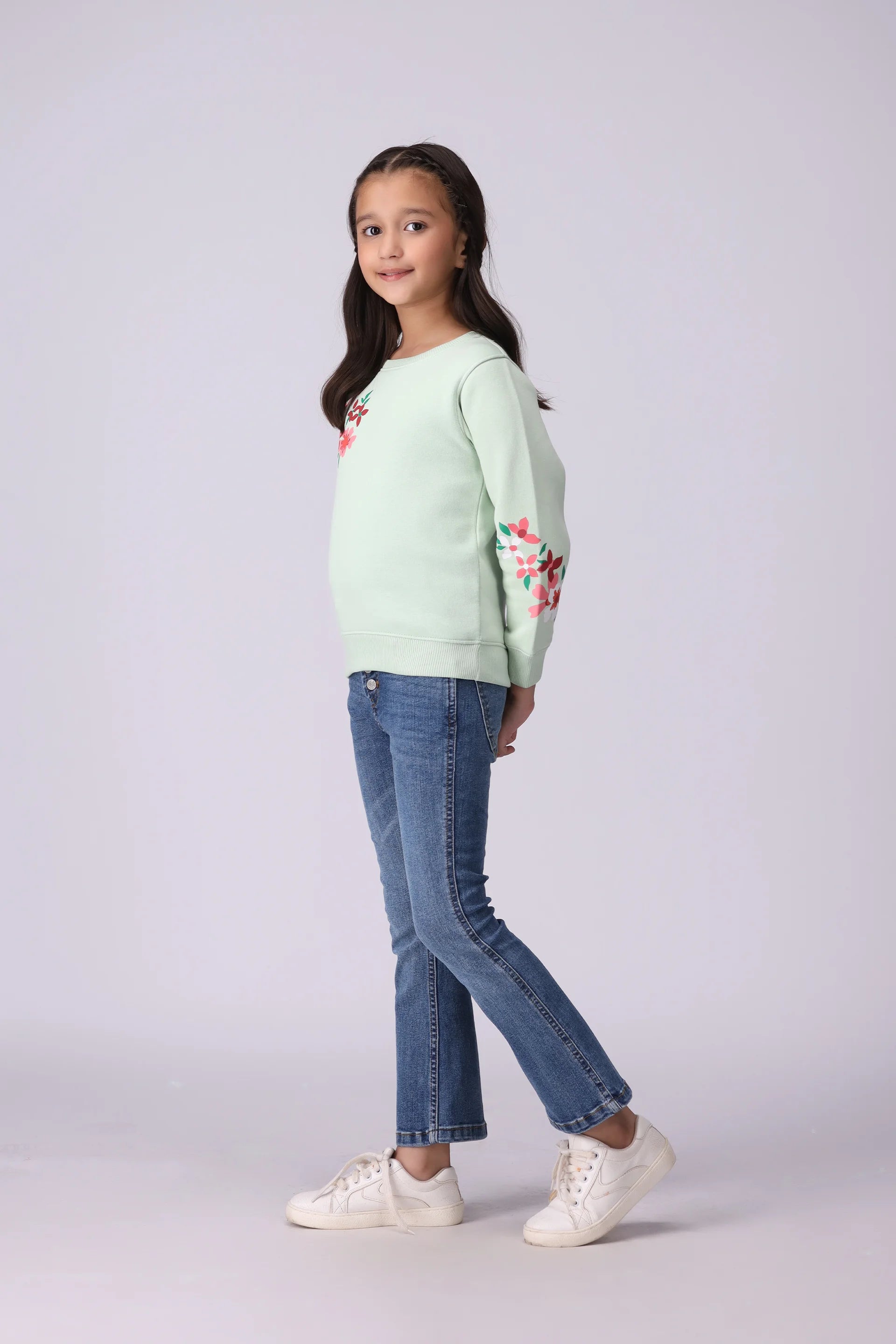 Floral Print Sweatshirt Girl Sweatshirt Winter 2024 COUGAR- (Girl Junior Winter 2024)   