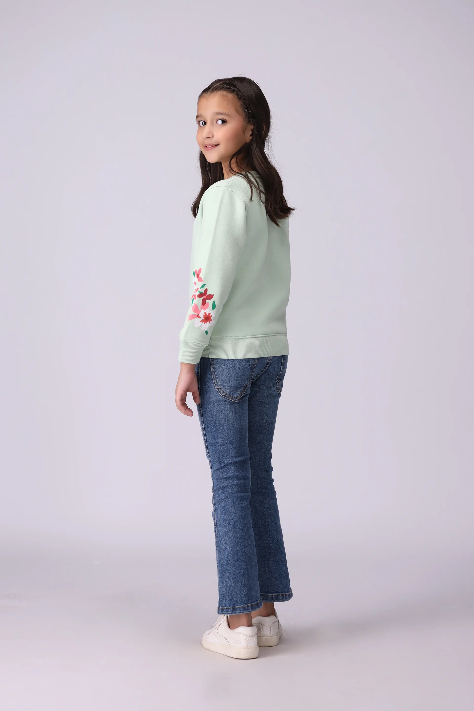 Floral Print Sweatshirt Girl Sweatshirt Winter 2024 COUGAR- (Girl Junior Winter 2024)   