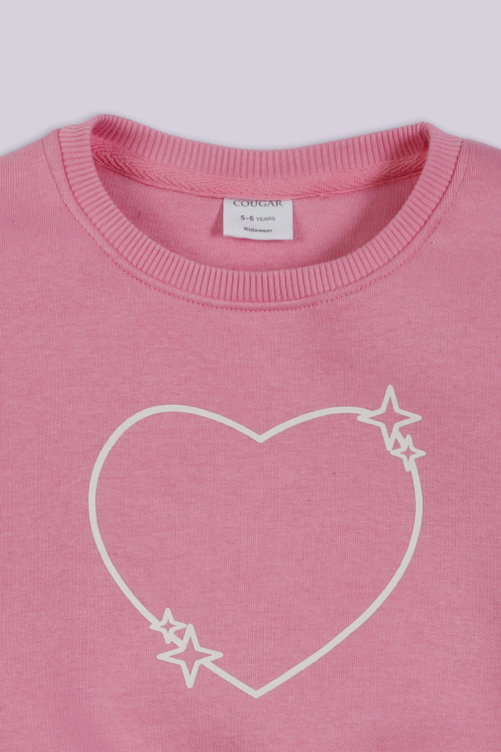 Crew Neck Heart Print Sweatshirt Girl Sweatshirt Winter 2024 COUGAR- (Girl Junior Winter 2024)   