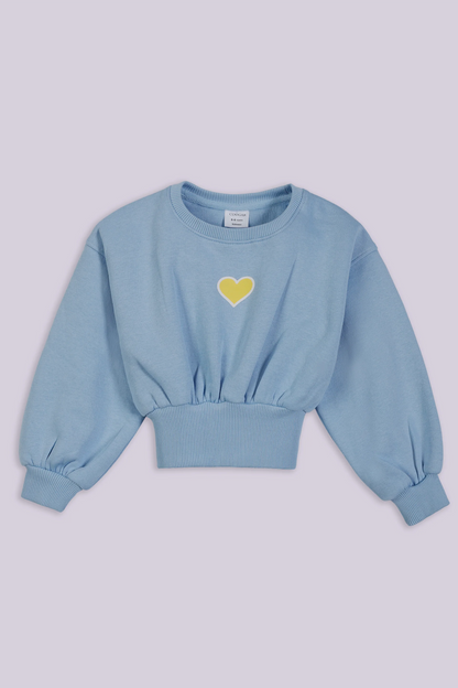 Ribbed Hem Graphic Sweatshirt Girl Sweatshirt Winter 2024 COUGAR- (Girl Junior Winter 2024) 5-6 Y Sky Blue 