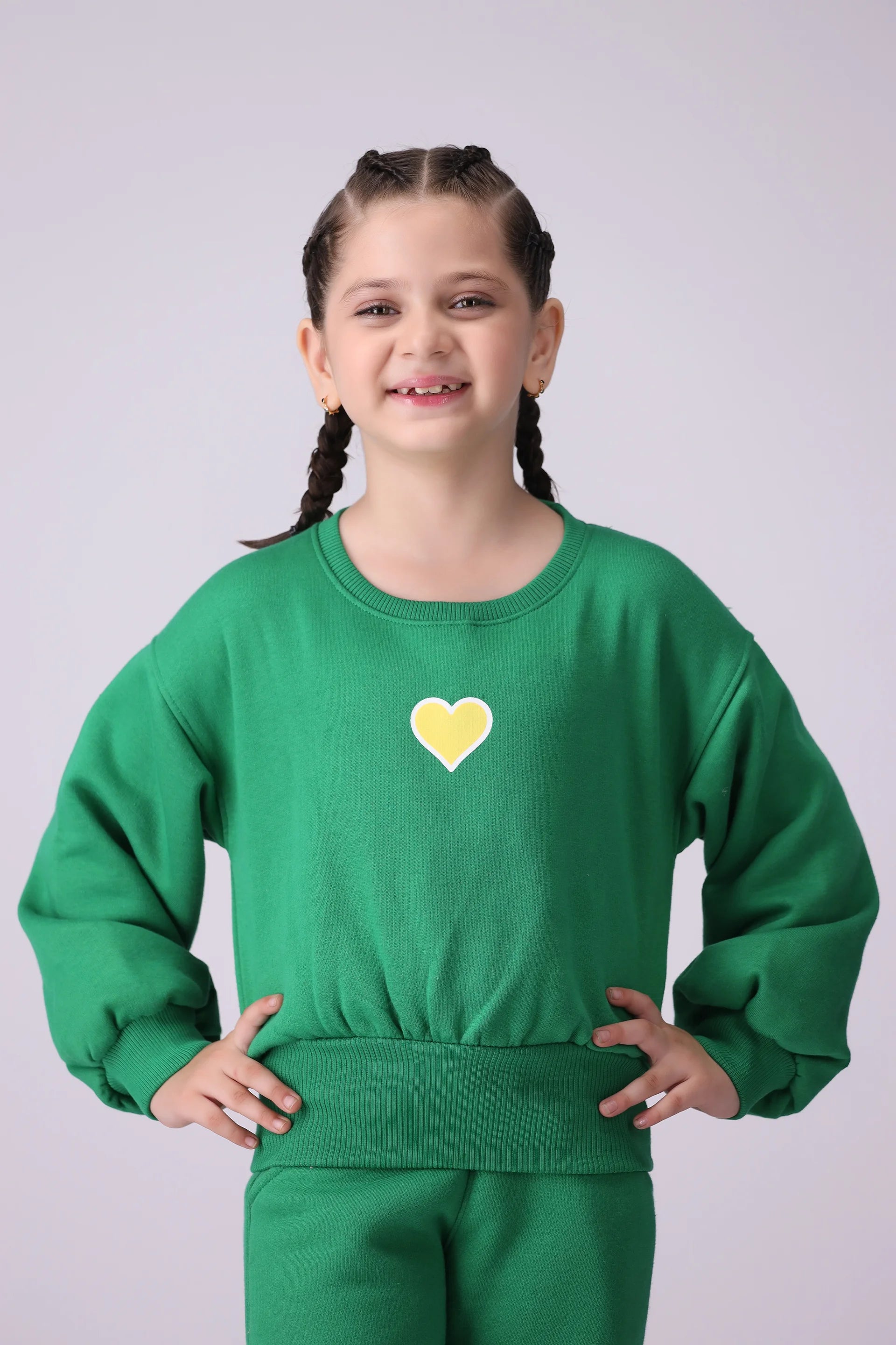 Ribbed Hem Graphic Sweatshirt Girl Sweatshirt Winter 2024 COUGAR- (Girl Junior Winter 2024) 5-6 Y Green 