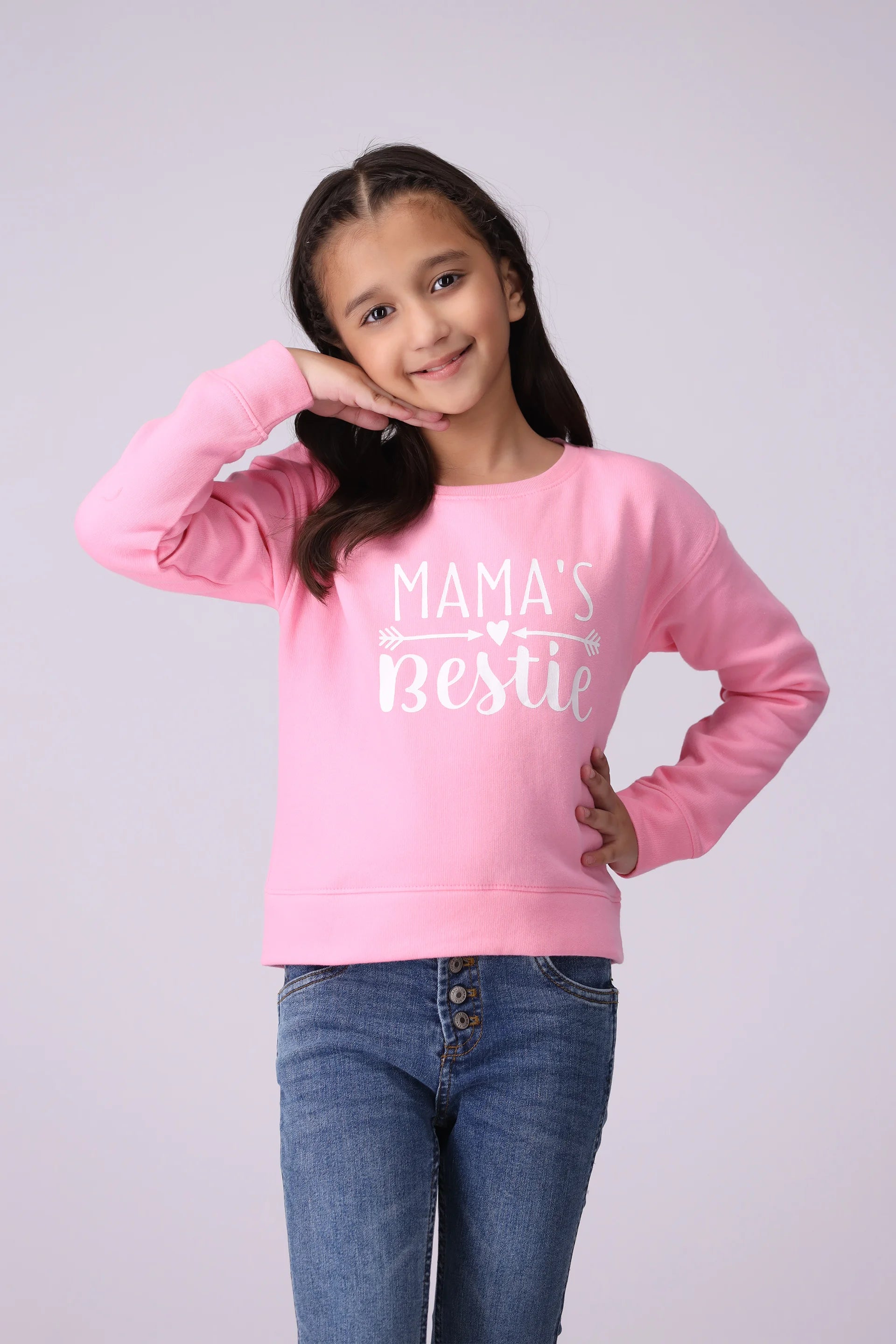 Mama's Bestie Fleece Sweatshirt Girl Sweatshirt Winter 2024 COUGAR- (Girl Junior Winter 2024) 5-6 Y Pink 