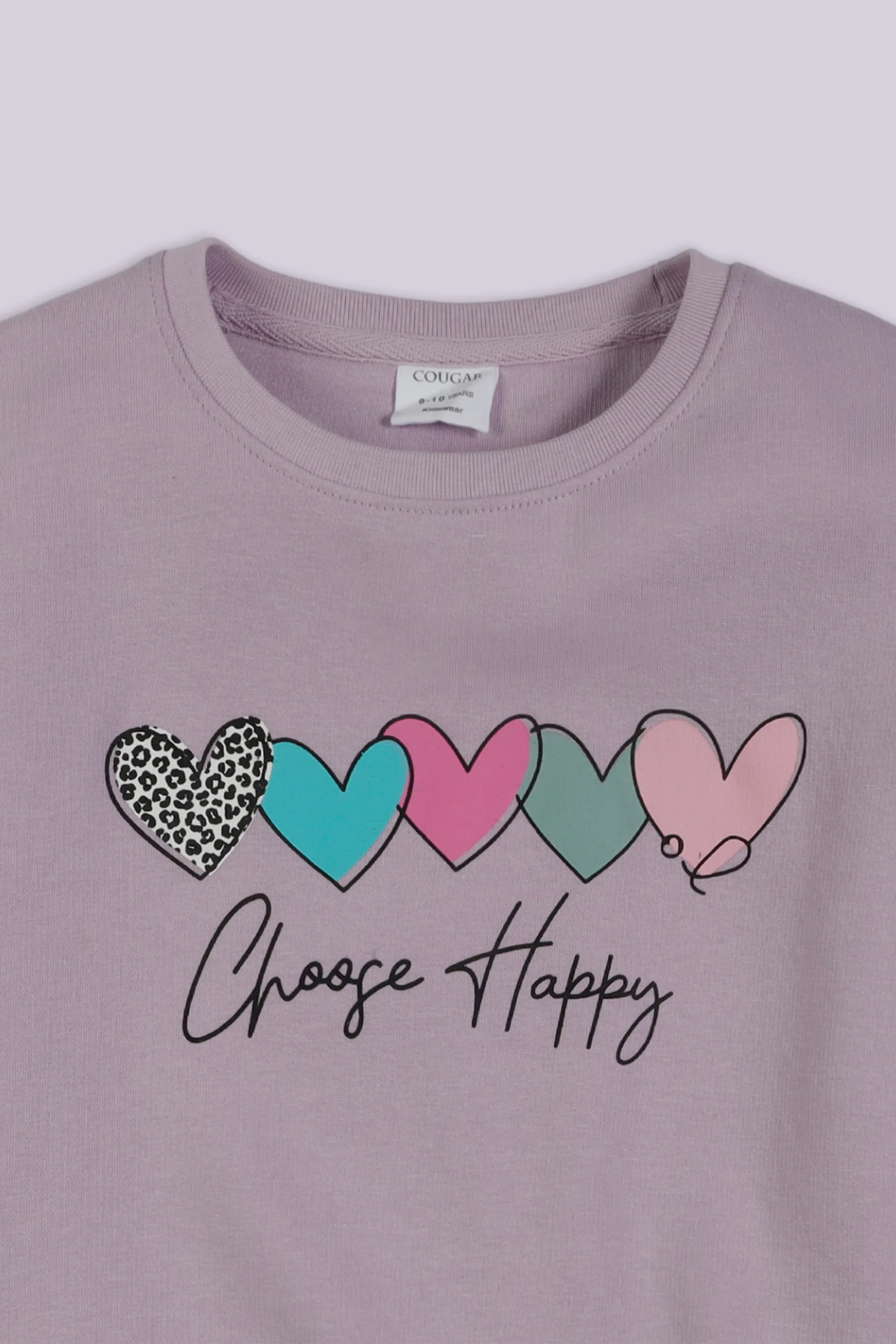 Heart Print Graphic Sweatshirt Girl Sweatshirt Winter 2024 COUGAR- (Girl Junior Winter 2024)   