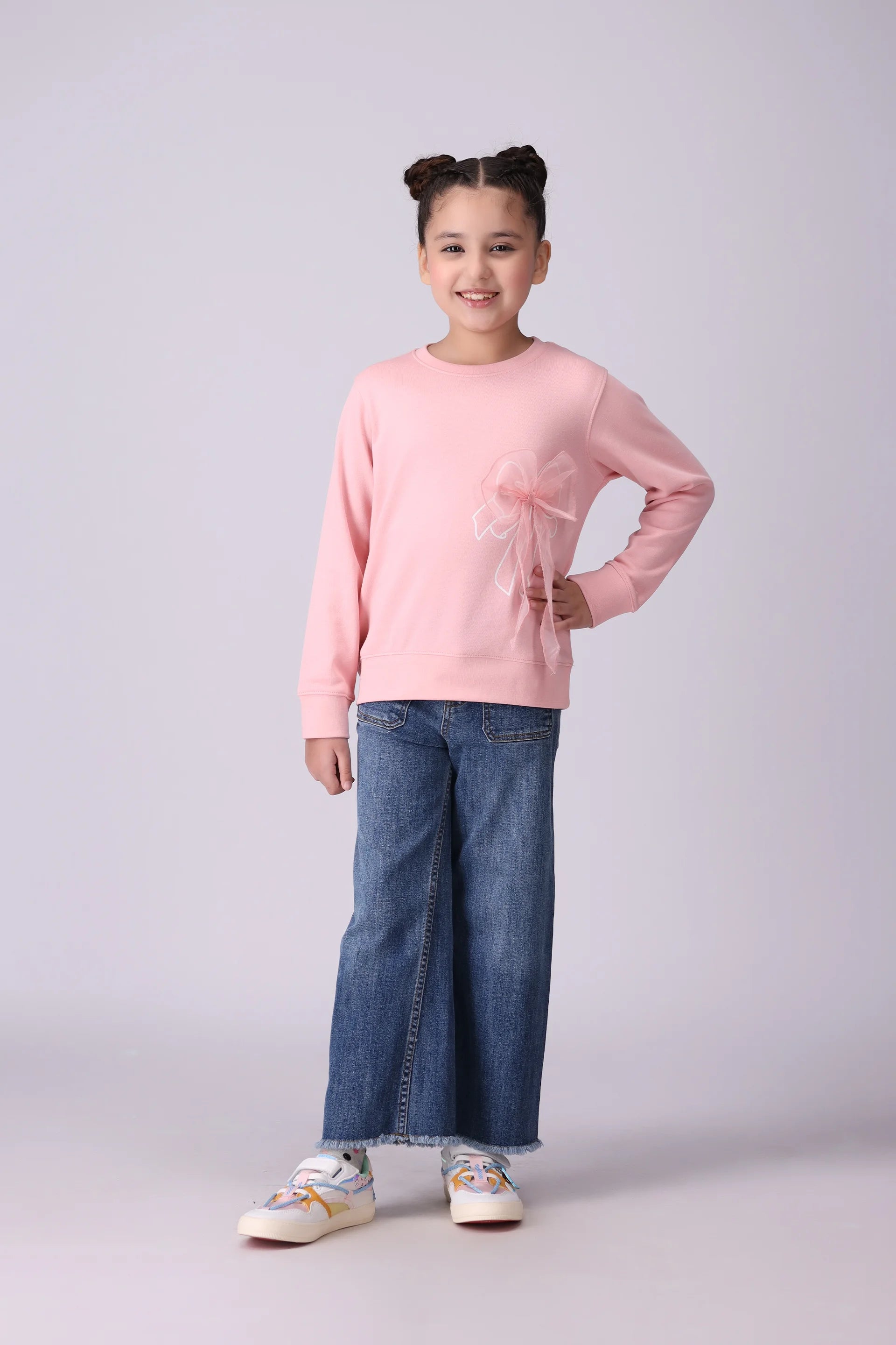 Sweatshirt With Bow Girl Sweatshirt Winter 2024 COUGAR- (Girl Junior Winter 2024)   