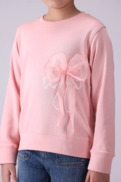 Sweatshirt With Bow Girl Sweatshirt Winter 2024 COUGAR- (Girl Junior Winter 2024)   