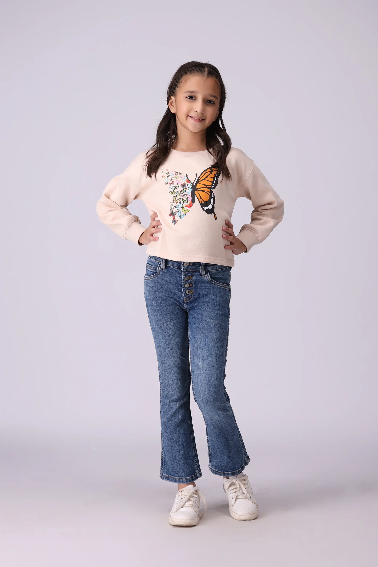 Butterfly Printed Sweatshirt Girl Sweatshirt Winter 2024 COUGAR- (Girl Junior Winter 2024)   