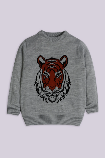 Jacquard Knit Sweater Boy Sweater Winter 2024 COUGAR- (Boy Junior Winter 2024) 5-6 Y Grey 