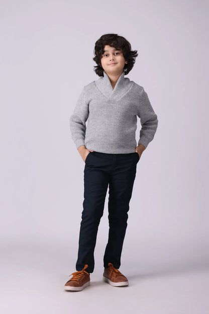 Shawl Neck Knitted Sweater Boy Sweater Winter 2024 COUGAR- (Boy Junior Winter 2024)   