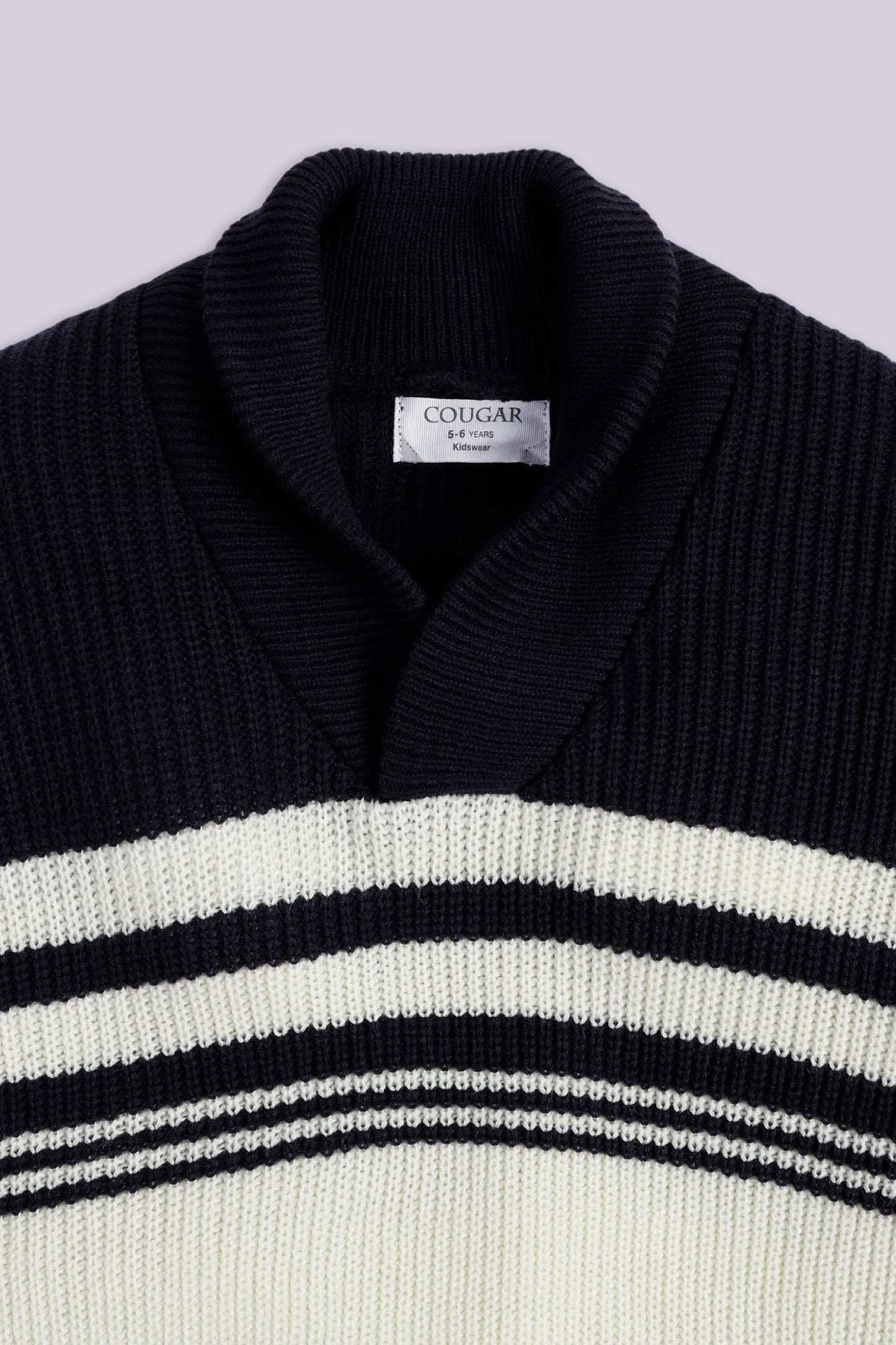 Shawl Neck Color Block Sweater