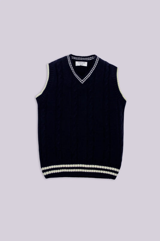 Cable Knit Sweater Vest Boy Sweater Winter 2024 COUGAR- (Boy Junior Winter 2024) 5-6 Y Navy Boy