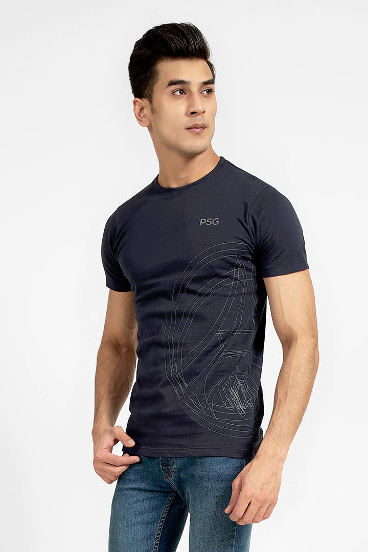 Navy Graphic T-Shirt Men T-Shirt Pre Fall 2023 Vortex COUGAR   